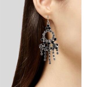 Lulu Frost Clear/Gray/Black Silver Crystal‎ chandelier Statement earrings